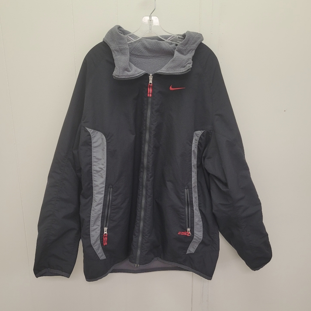 Nike Vintage Y2K Zip Up Reversible Fleece Hooded Jacket